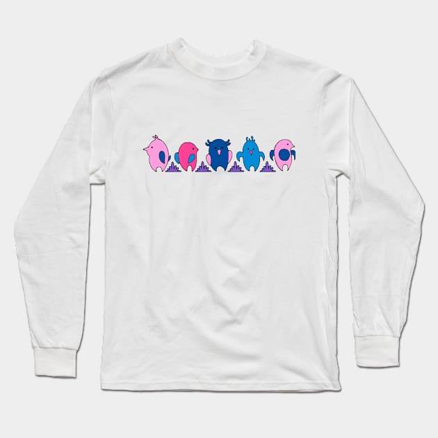 colored birds Long Sleeve T-Shirt by Jlissenok